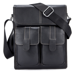 Сумка чоловіча вертикальна шкіряна Vintage 20019 Чорна