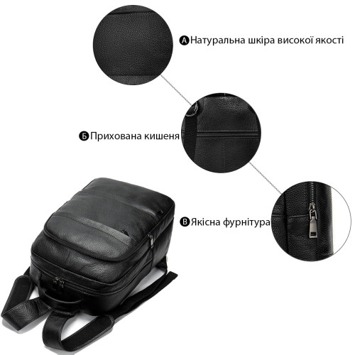 Рюкзак Vintage 14696 шкіряний Чорний