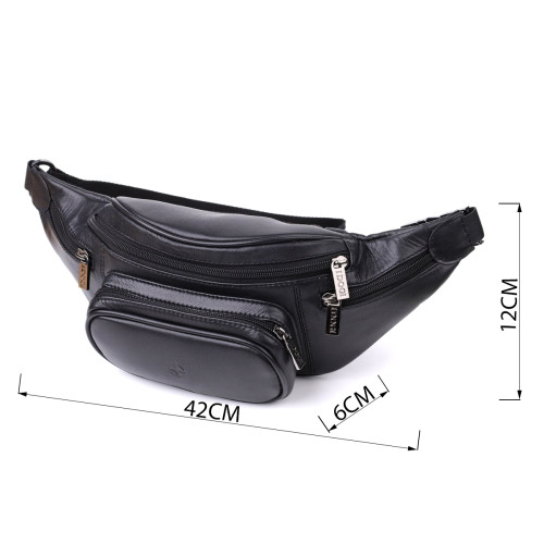 Интересная мужская сумка на пояс из гладкой натуральной кожи Tony Perotti 20880_1 (6000 nero) Черный