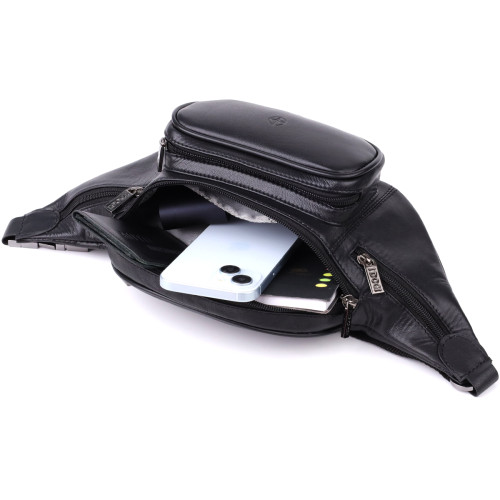 Интересная мужская сумка на пояс из гладкой натуральной кожи Tony Perotti 20880_1 (6000 nero) Черный