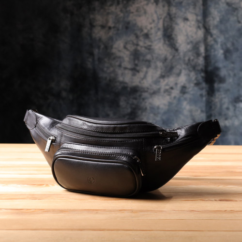 Интересная мужская сумка на пояс из гладкой натуральной кожи Tony Perotti 20880_1 (6000 nero) Черный