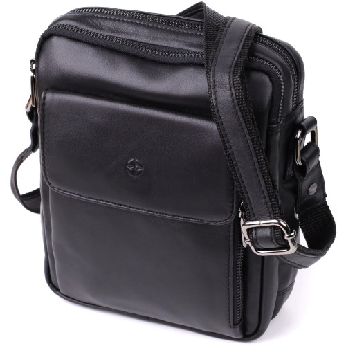 Стильная мужская сумка через плечо из натуральной кожи Tony Perotti 20882_1 (6047 nero) Черный