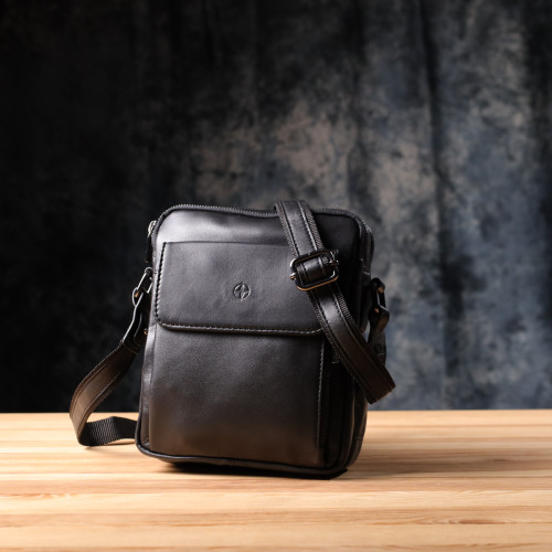 Стильная мужская сумка через плечо из натуральной кожи Tony Perotti 20882_1 (6047 nero) Черный