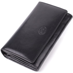 Стильний жіночий горизонтальний гаманець із глянсової натуральної шкіри Tony Perotti 20884_1 (1073 nero) Чорний