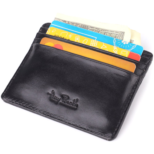 Стильный картхолдер из глянцевой натуральной кожи Tony Perotti 20894_1 (2236 nero) Черный