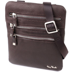 Стильная небольшая сумка из матовой зернистой натуральной кожи Tony Perotti 20876_1 (9019 moro) Коричневый