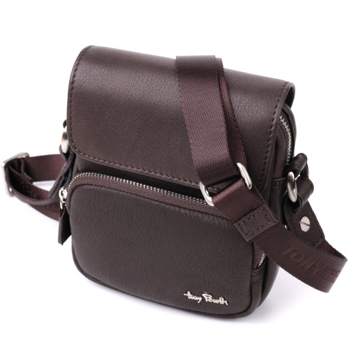 Небольшая сумка из матовой зернистой натуральной кожи Tony Perotti 208767_1 (9150-14 moro) Черный