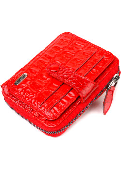 Оригинальное женское портмоне из натуральной фактурной кожи CANPELLINI 21489 Красное
