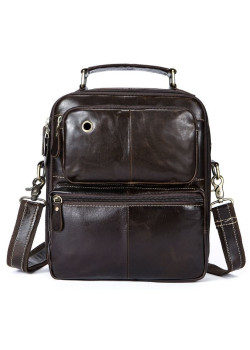 Сумка мужская гладкая Vintage 14748 Коричневая