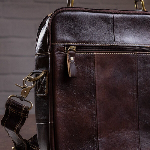 Сумка мужская гладкая Vintage 14748 Коричневая