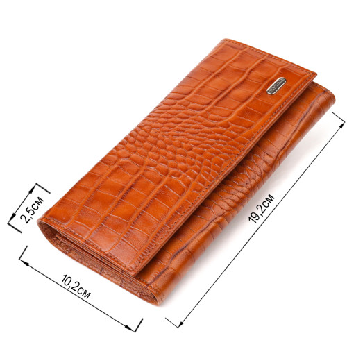 Якісний жіночий гаманець із монетницею з натуральної фактурної шкіри CANPELLINI 21528 Рудий