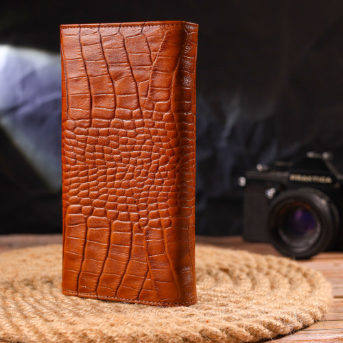 Якісний жіночий гаманець із монетницею з натуральної фактурної шкіри CANPELLINI 21528 Рудий