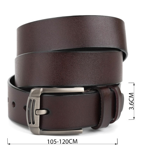  Ремень мужской с затемненной пряжкой механика Vintage 20313 Коричневый