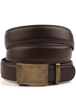 Ремень из натуральной кожи с автоматической пряжкой латунь Vintage 20309 Коричневый