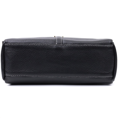 Жіноча сумка з металевою прикрасою по середині з натуральної шкіри Vintage 22607 Чорна