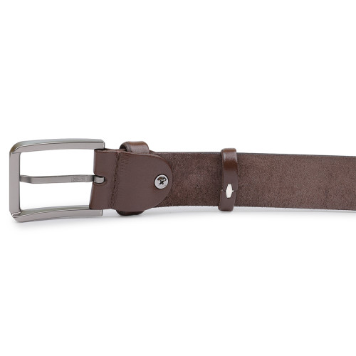 Стильный кожаный мужской ремень батал Vintage 20713 Коричневый