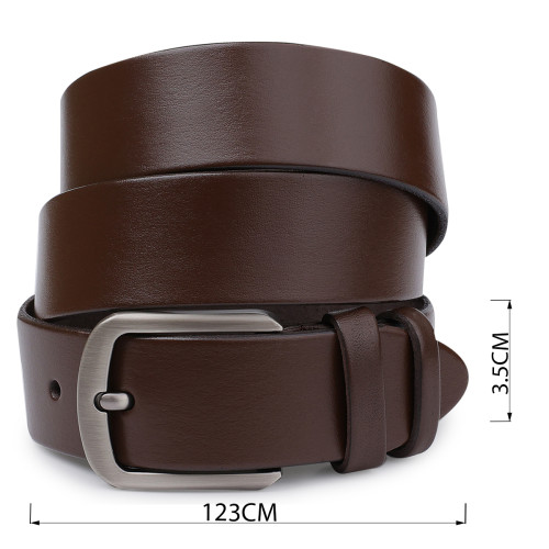 Кожаный мужской гладкий ремень Vintage 20726 Коричневый