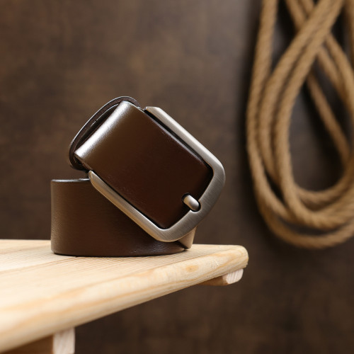 Кожаный мужской гладкий ремень Vintage 20726 Коричневый