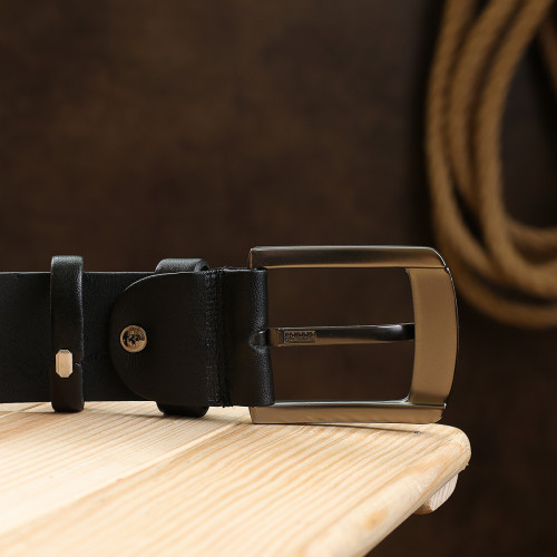 Стильный кожаный мужской ремень Vintage 20747 Черный