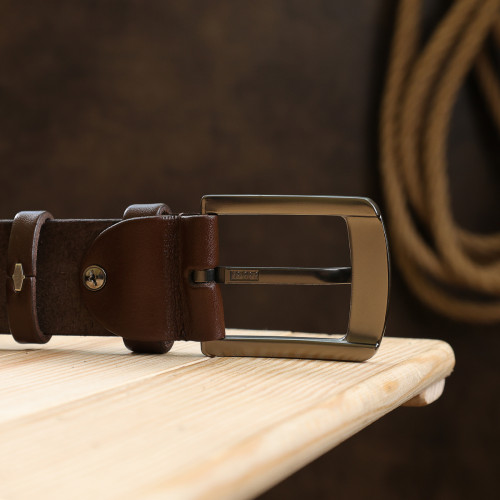 Гладкий мужской ремень Vintage 20748 Коричневый