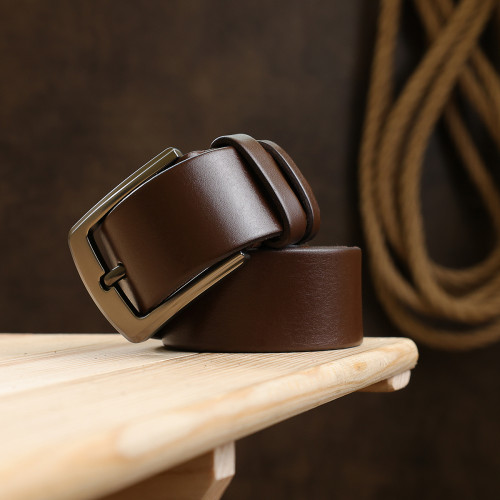 Гладкий мужской ремень Vintage 20748 Коричневый