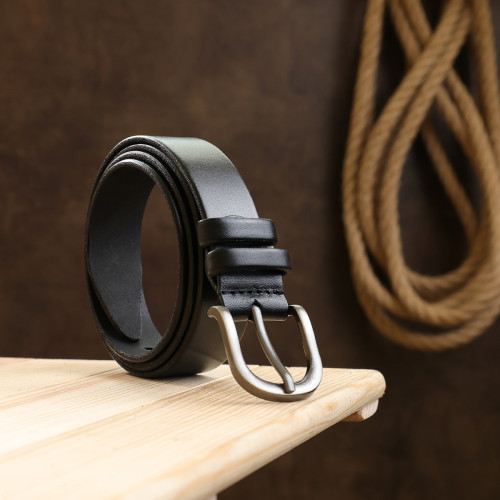 Ремень из натуральной кожи для женщин Vintage 20785 Черный