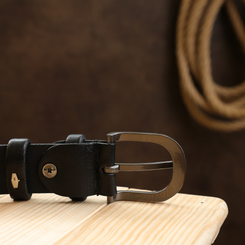 Ремень из натуральной кожи для женщин Vintage 20785 Черный