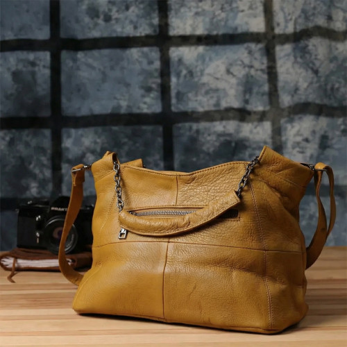 Практичная женская сумка из натуральной кожи Vintage 22991 Желтый