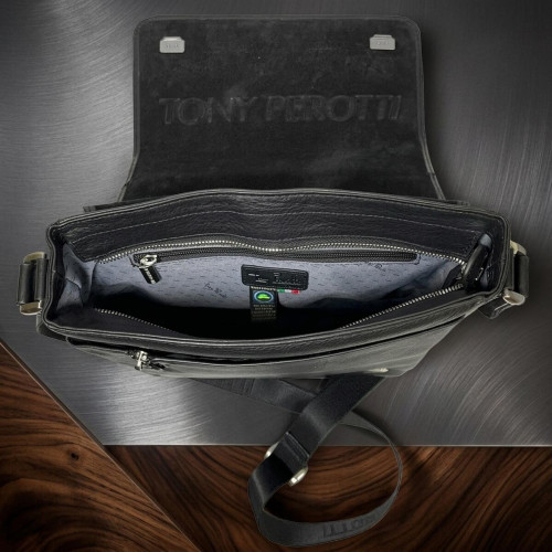 Чоловіча шкіряна сумка Tony Perotti Contatto 9207 nero (90639) Чорна