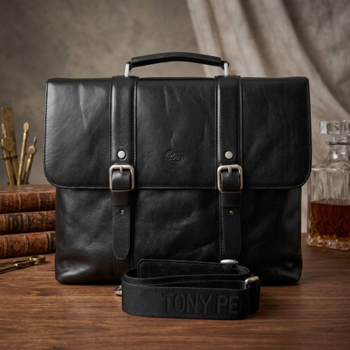 Мужской портфель из натуральной кожи Tony Perotti Italico 9225G-38 (90415) Черный